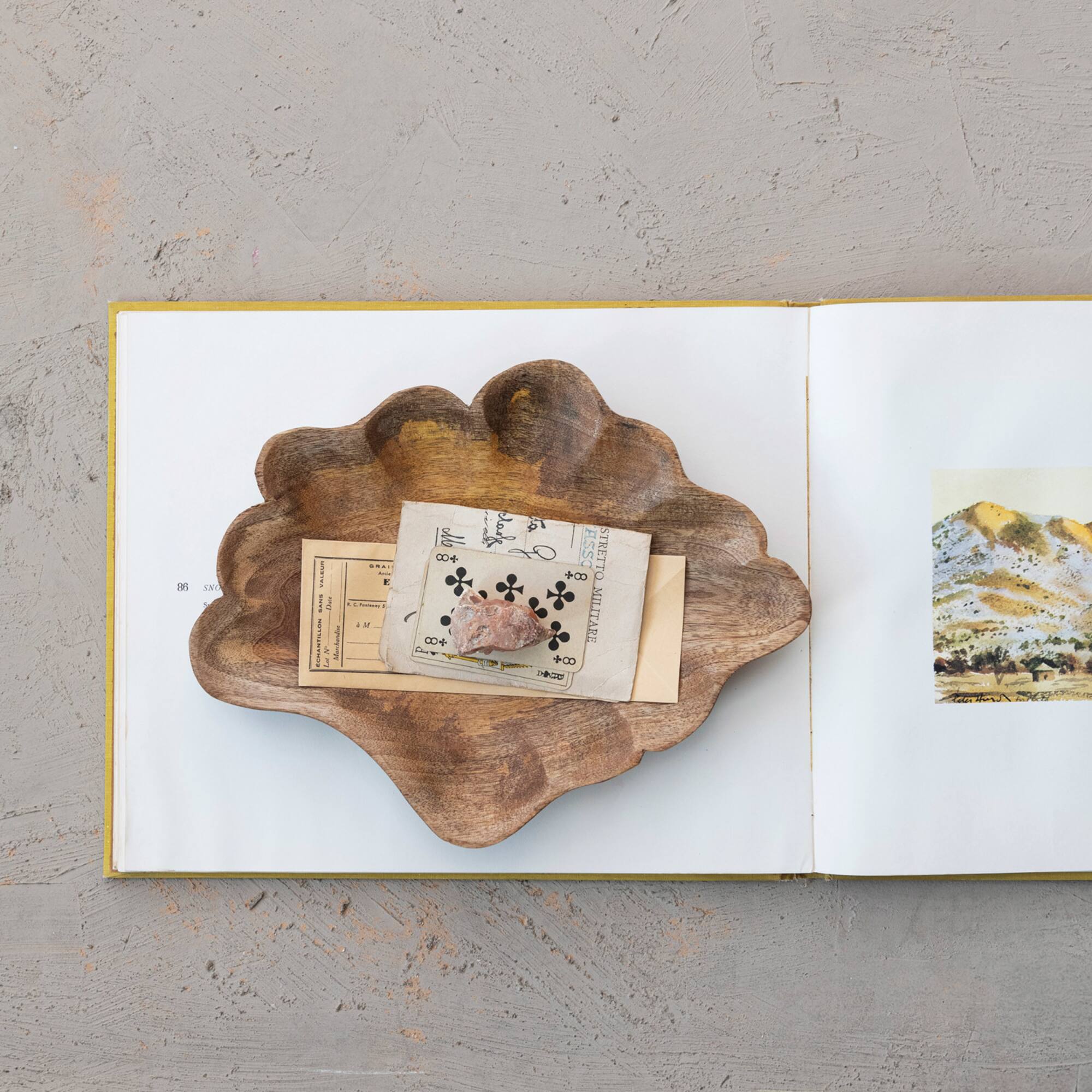 Hello Honey® 12.25" Natural Hand-Carved Scalloped Mango Wood Serving Platter